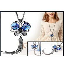 Long Chain Butterfly Crystal Necklace