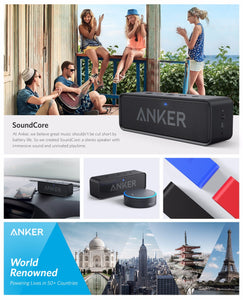 Anker SoundCore Portable Wireless Bluetooth Speaker with Dual-Driver, 24-Hour Playtime