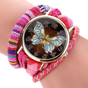 Retro Leather Women Butterfly Watch