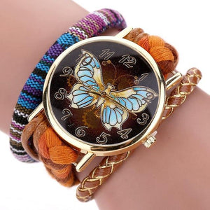 Retro Leather Women Butterfly Watch