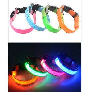 Night Safety LED Pet Dog Collar Luminous Lattice Necklace Light Collar