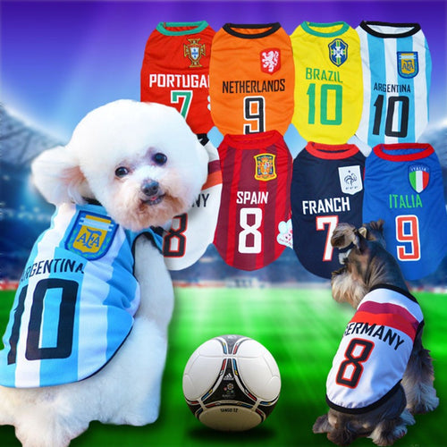 2018 World Cup Football Soccer Jersey Pet Dog Cool Cat Sport Vest Summer Breathable Dogs Vests Sportswear Football Clothes Spain