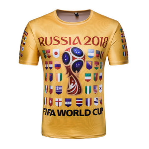 2018 Russia T-shirt Men/Women 3D Print Flag Slim Fit Short Sleeve T Shirt Soccer Jerseys World Cup Tees Tops